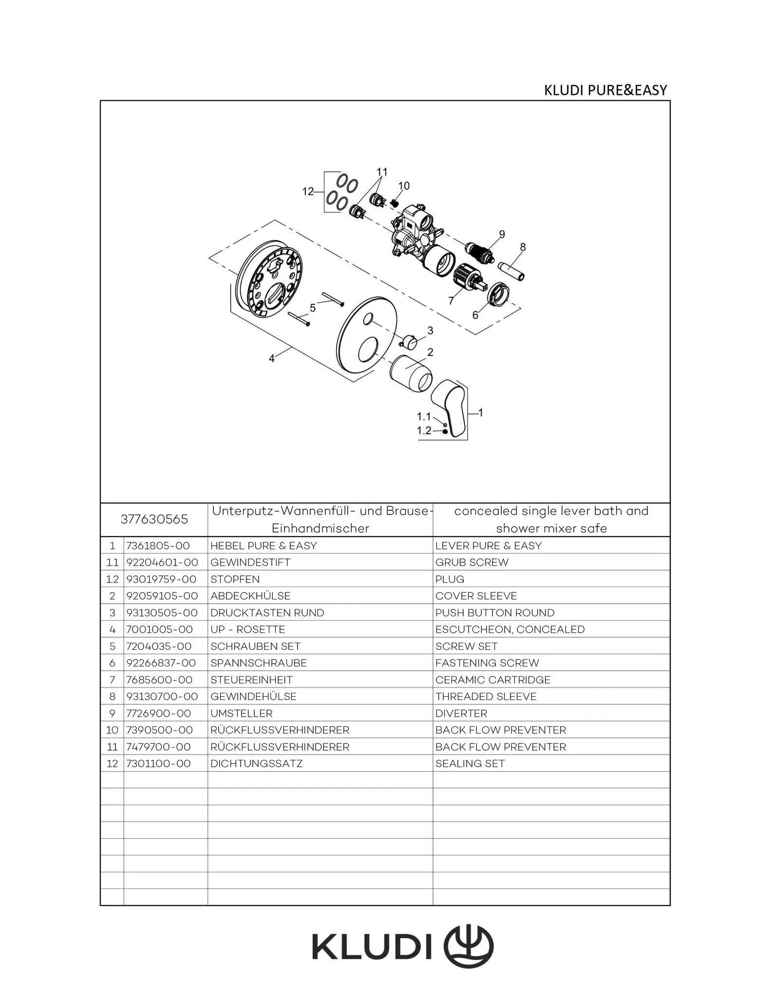 Kludi PURE&EASY Unterputz-Wannenfüll- und Brause-Einhandmischer, chrom, Feinbau-Set mit Funktionseinheit für Kludi SLIM.BOXX, PUSH&SWITCH Druckumsteller Kludi PURE&EASY Unterputz-Wannenfüll- und Brause-Einhandmischer, chrom, Feinbau-Set mit Funktionseinheit für Kludi SLIM.BOXX, PUSH&SWITCH Druckumsteller