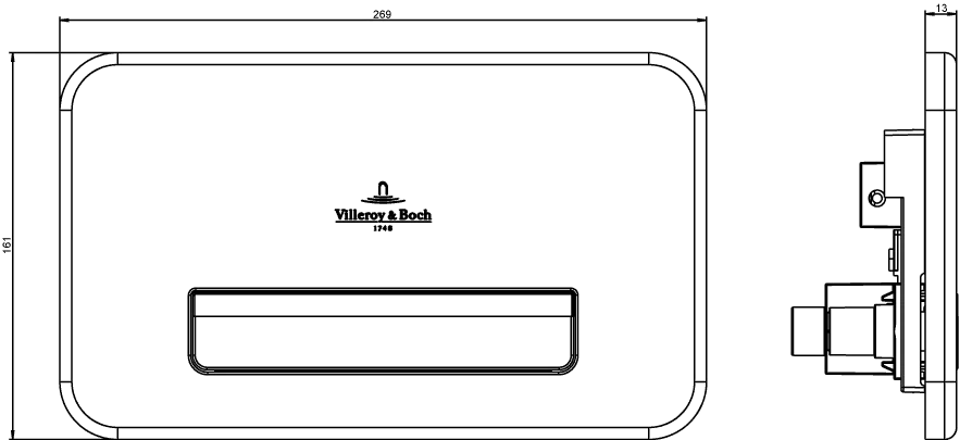 Villeroy & Boch ViConnect WC-Betätigungsplatte 922311, 269 x 161 x 13 mm, Edelstahl