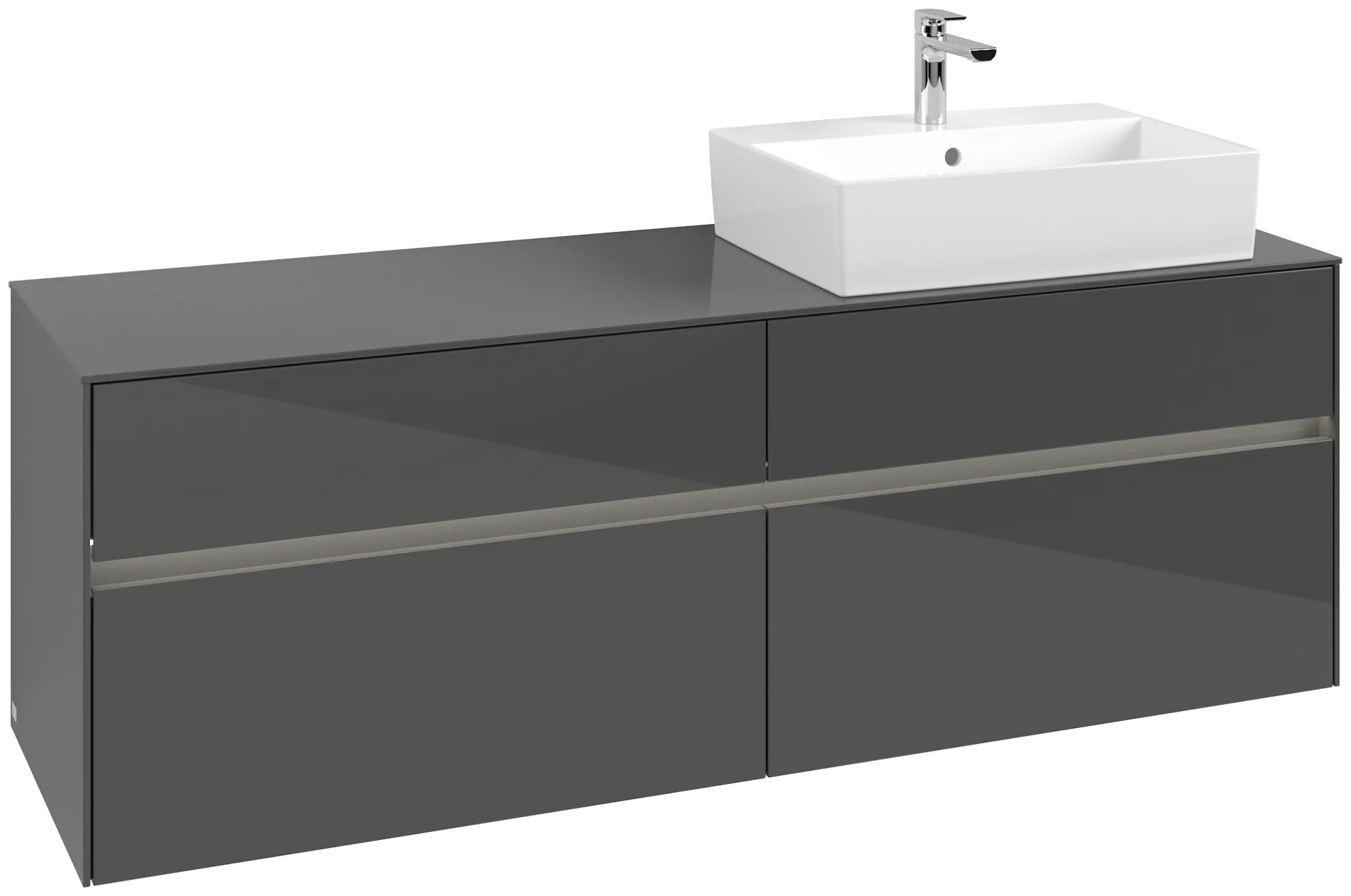 Villeroy & Boch Collaro Waschbeckenunterschrank C136B0, 1600x548x500mm, Glossy Grey