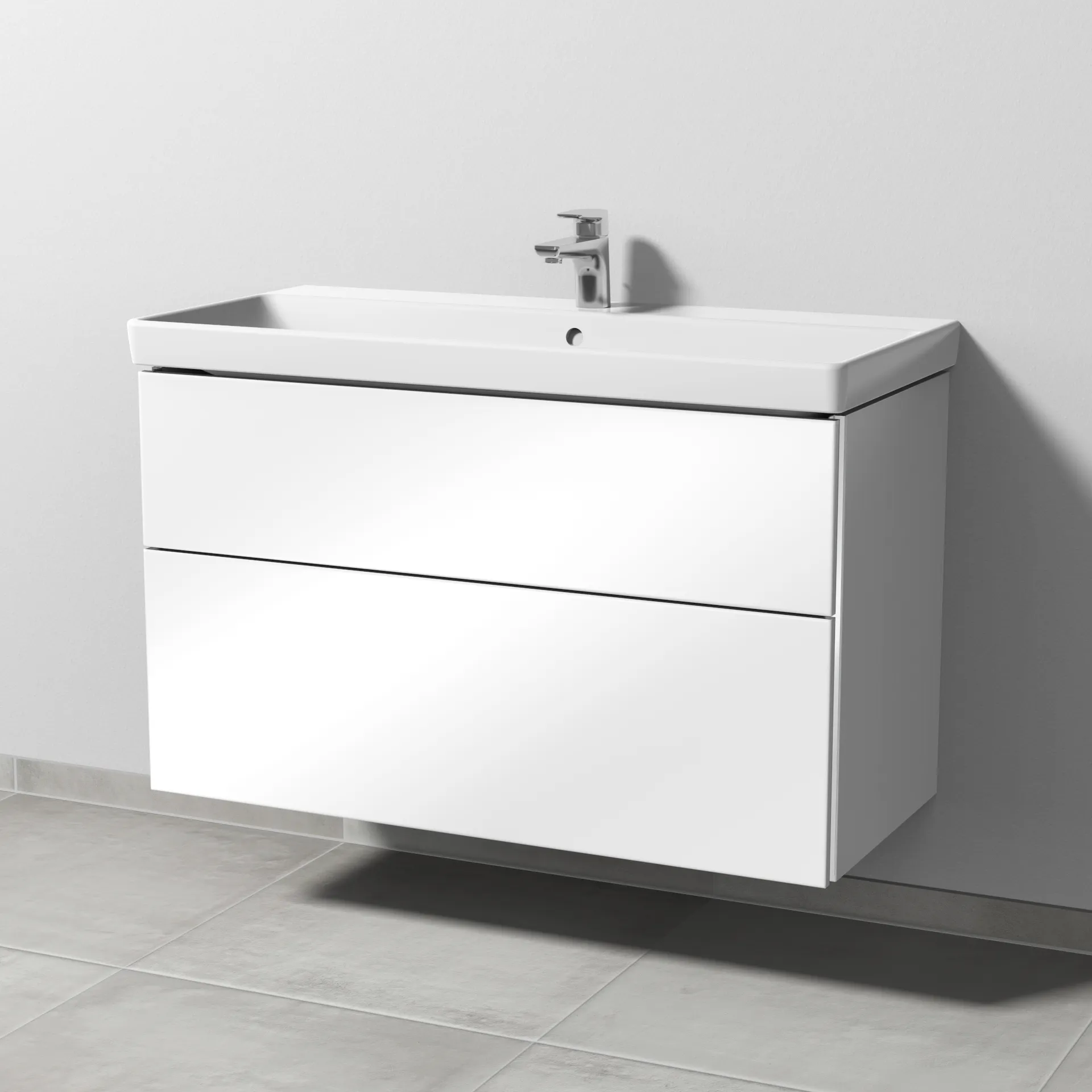 Sanipa Waschtischunterschrank „3way“ passend zu Keramik-Waschtische Avento von Villeroy & Boch 976 × 580 × 452 mm in Weiß (glanz)