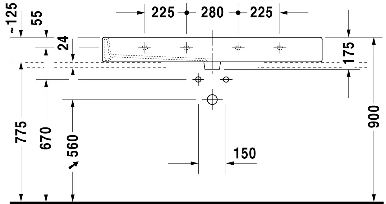 Wandwaschtisch „Vero“, mit Überlauf, Hahnlochposition mittig Wandwaschtisch „Vero“, mit Überlauf, Hahnlochposition mittig