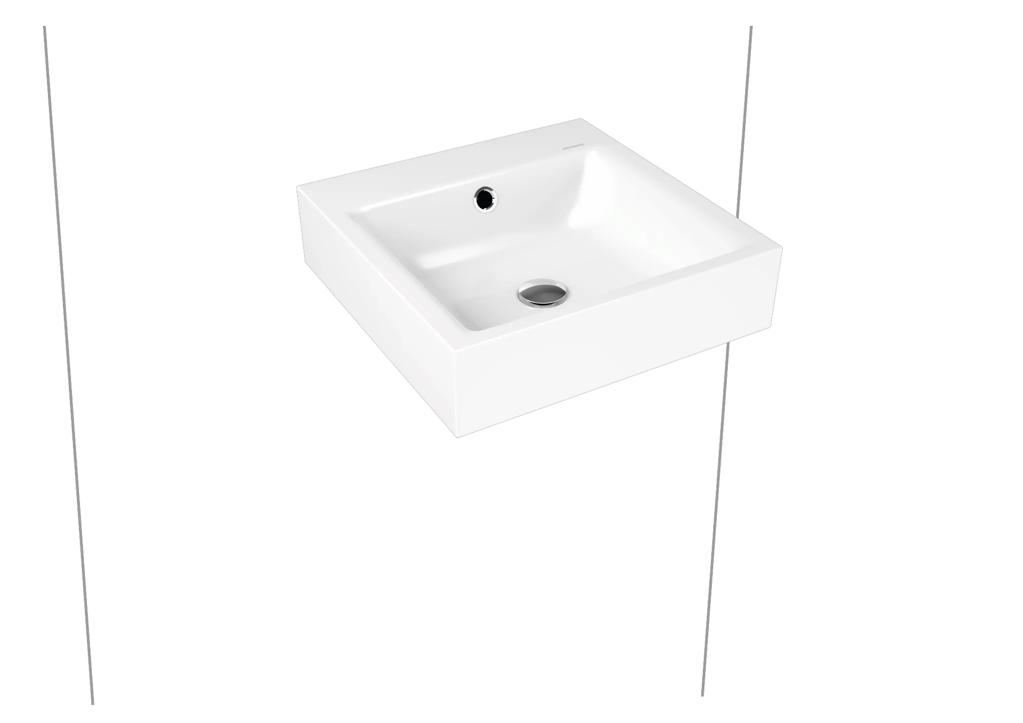 Wandwaschtisch „Puro“ 46 × 46 cm, mit Überlauf, mit Hahnlochbohrung in schwarz matt mit Perl-Effekt