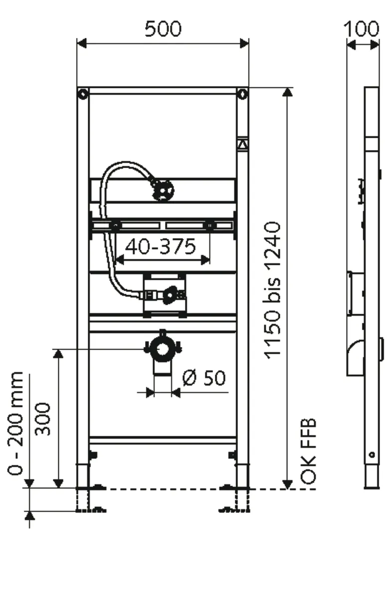 Urinal-Modul MONTUS, Typ COMPACT II LC, B 50 cm x H 124 cm, Rahmen pulverbeschichtet