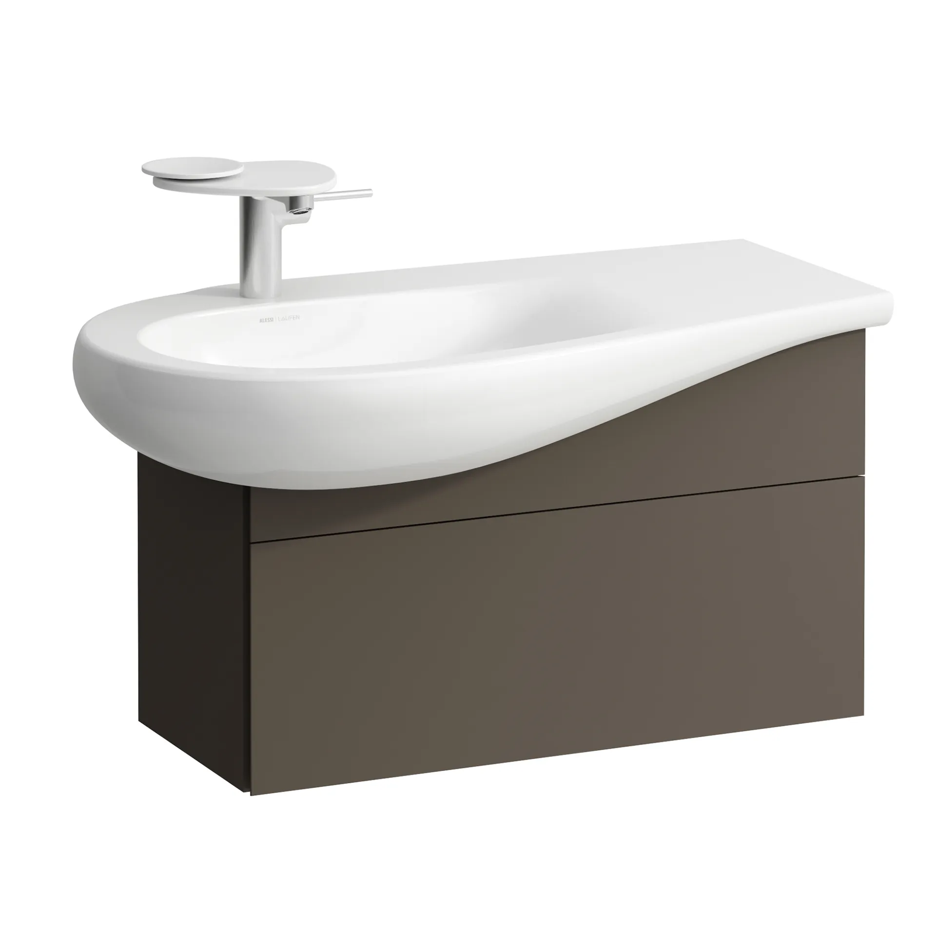 Waschtischunterbau, ILBAGNOALESSI, 321x732x442, 1 Schublade, integrierte, versteckte Griffe seitlich, Vollauszug, Soft-Close, Siphonausschnitt links, passend zu Waschtisch H814975, Weiß matt Waschtischunterbau, ILBAGNOALESSI, 321x732x442, 1 Schublade, integrierte, versteckte Griffe seitlich, Vollauszug, Soft-Close, Siphonausschnitt links, passend zu Waschtisch H814975, Weiß matt