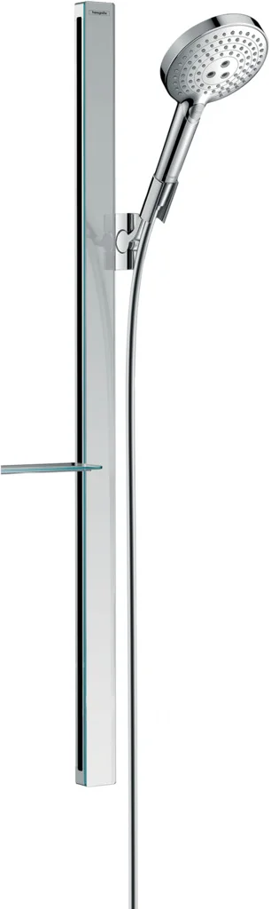Hansgrohe Raindance Select S Brausenset 120 EcoSmart Unica'E 900 mm Chrom - 3-jet Handbrause mit verstellbarem Neigungswinkel und Sicherheitsglasablage