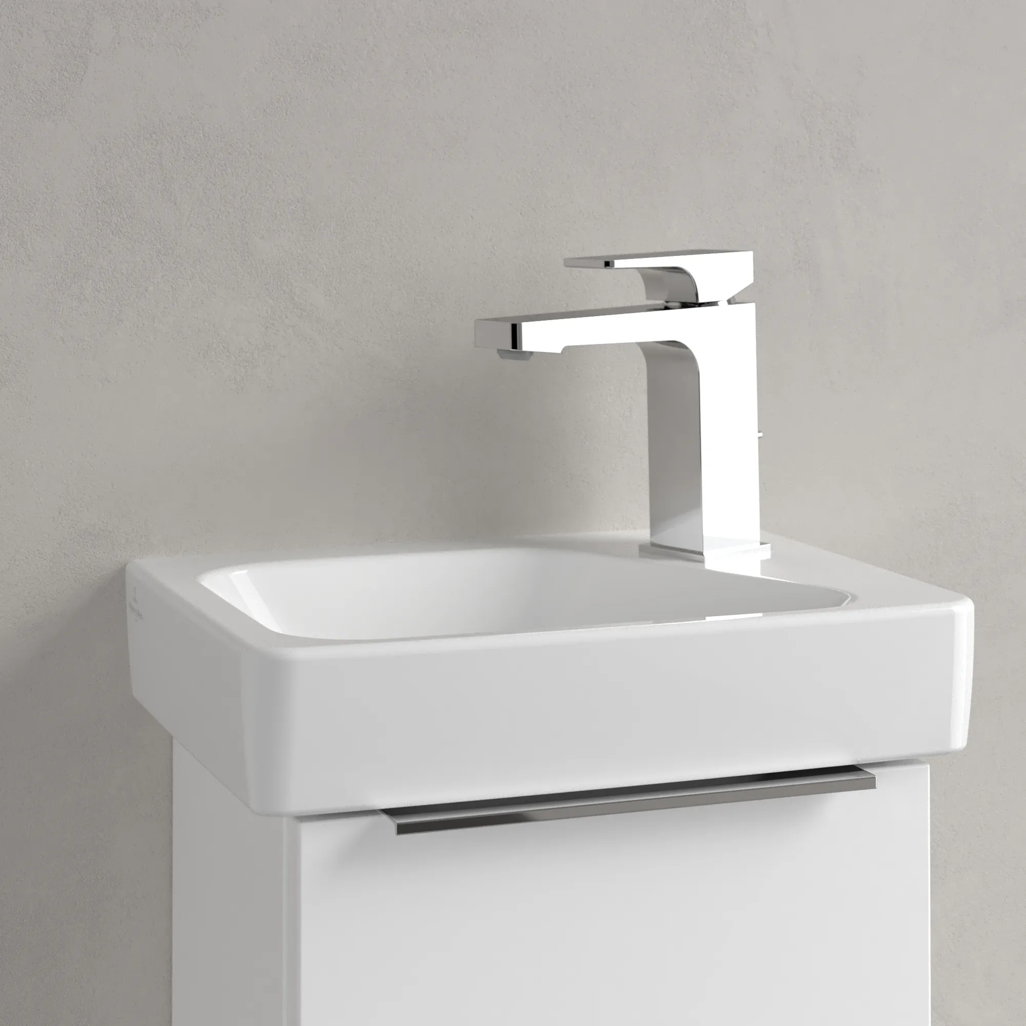 Villeroy & Boch Waschbecken „Architectura“ 360 × 265 × 135 mm, ohne Hahnlochbohrung, für Becken links in Weiß Alpin Villeroy & Boch Waschbecken „Architectura“ 360 × 265 × 135 mm, ohne Hahnlochbohrung, für Becken links in Weiß Alpin
