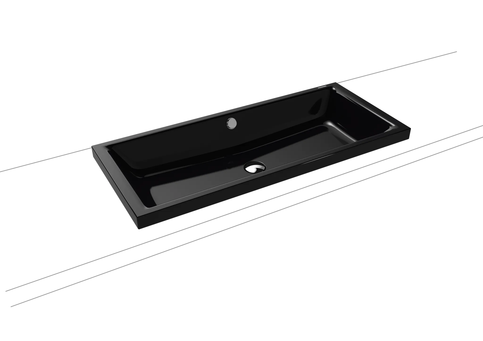 Aufsatzwaschtisch „Puro S“ 90 × 38,5 cm, mit Überlauf, ohne Hahnlochbohrung in schwarz mit Perl-Effekt