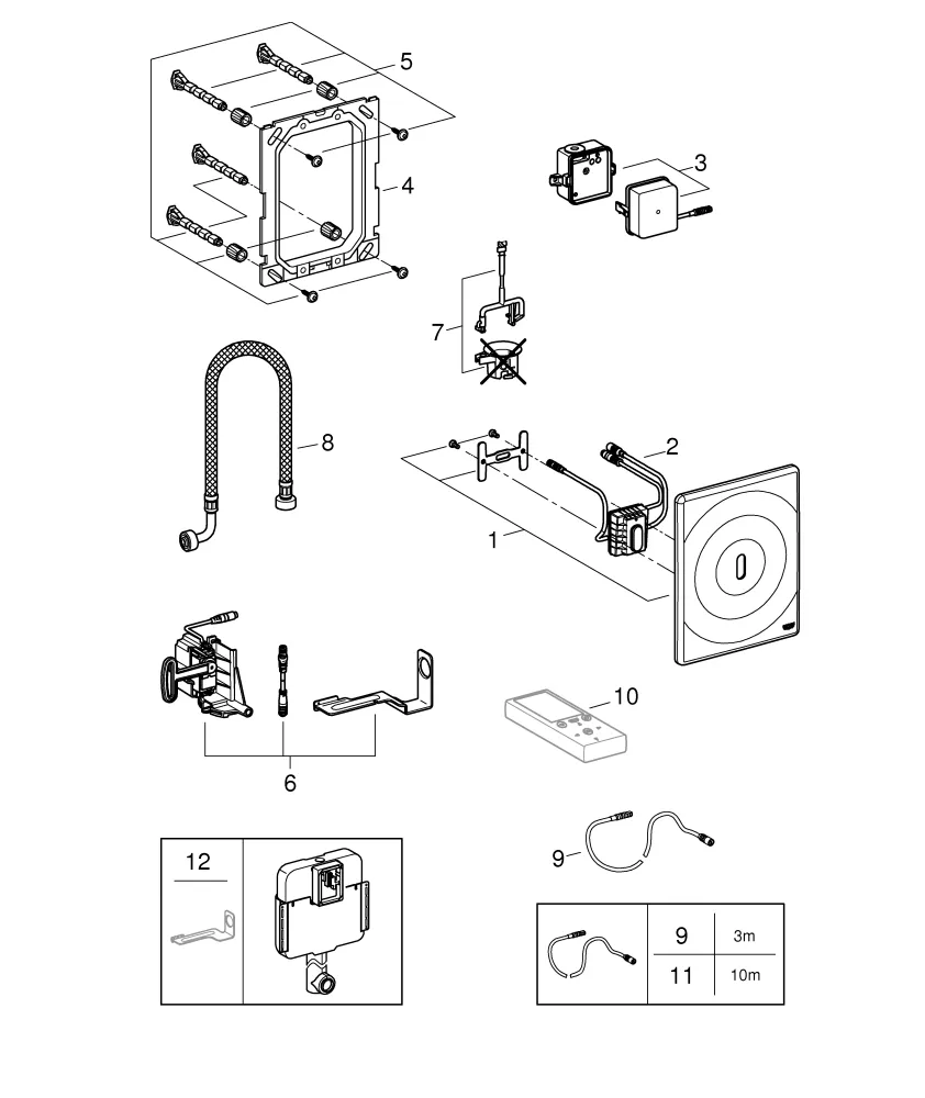 Infrarot-Elektronik Tectron Surf 38699_1, für WC-Spülkasten GD 2, mit Trafo 100-230 V AC, 50-60 Hz, 6 V DC, chrom