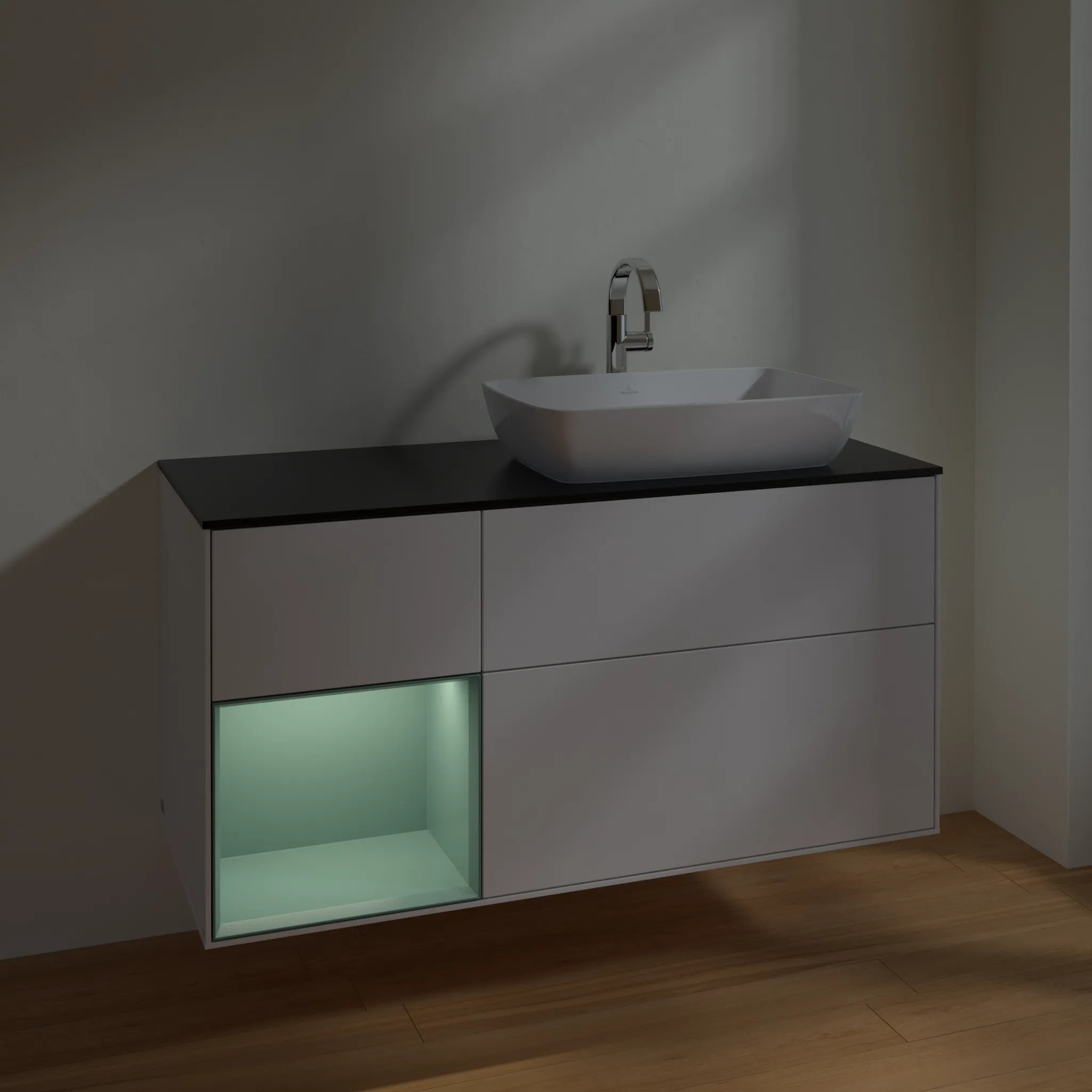 Villeroy & Boch Waschtischunterschrank „Finion“ für Schrankwaschtisch 1200 × 603 × 501 mm Glossy White Lacquer, für Becken rechts