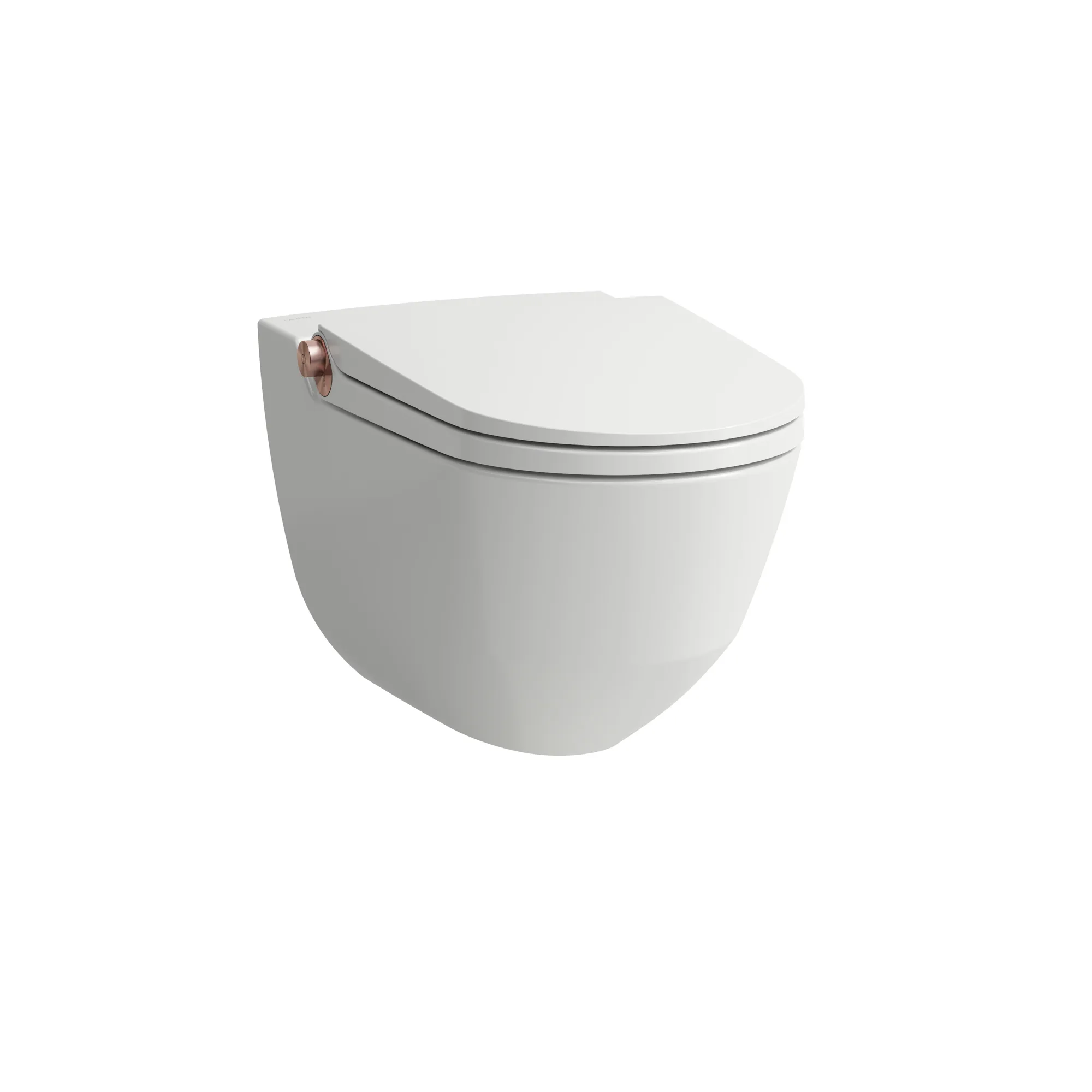 Laufen Wand-Dusch-Tiefspül-WC „Cleanet Riva“ 395 × 415 × 600 mm in Weiß matt, Sichtteile Roségold glänzend, Befestigung verdeckt