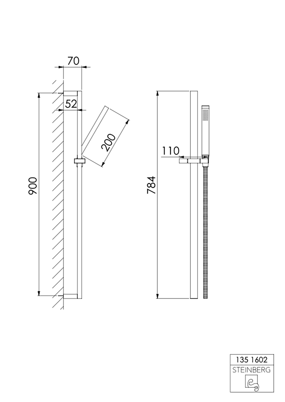 Serie 135 Brausegarnitur, Stabhandbrause, Brausestange 90 cm, Metallbrauseschlauch 180 cm, chrom Serie 135 Brausegarnitur, Stabhandbrause, Brausestange 90 cm, Metallbrauseschlauch 180 cm, chrom