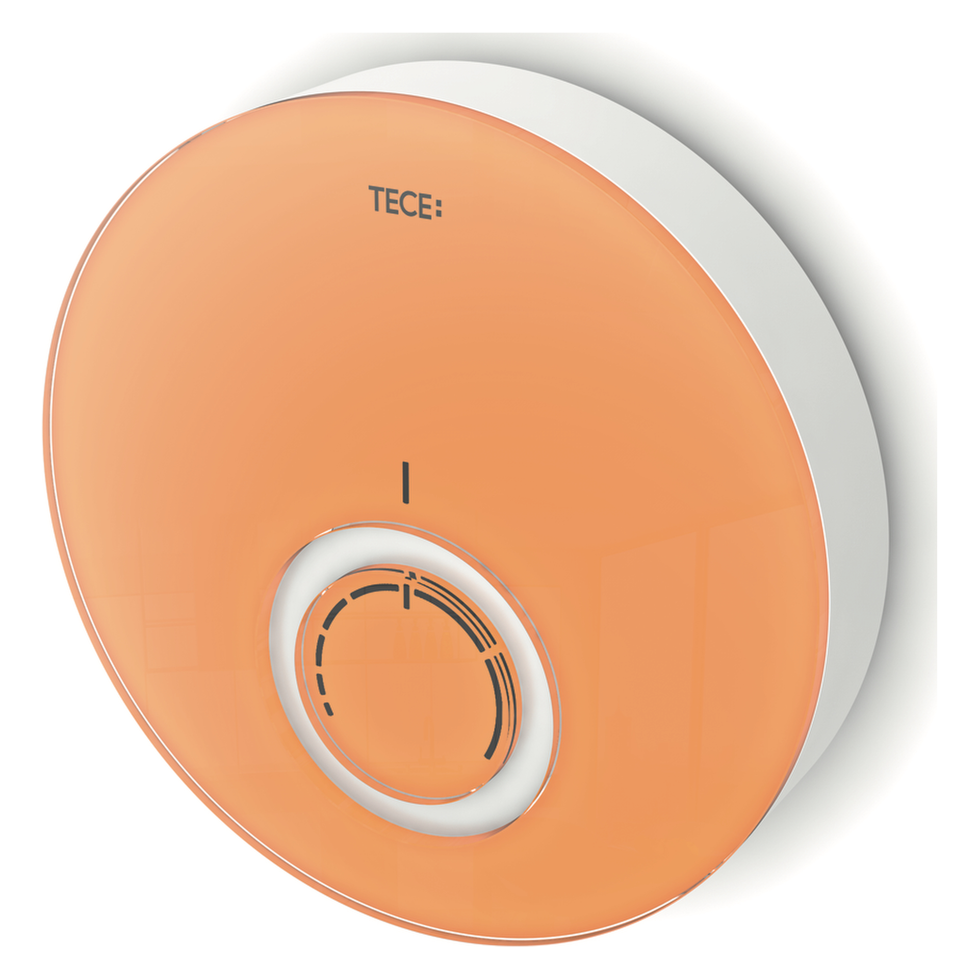 TECEfloor Designthermostat-Blende DT, Glas orange, Gehäuse weiß