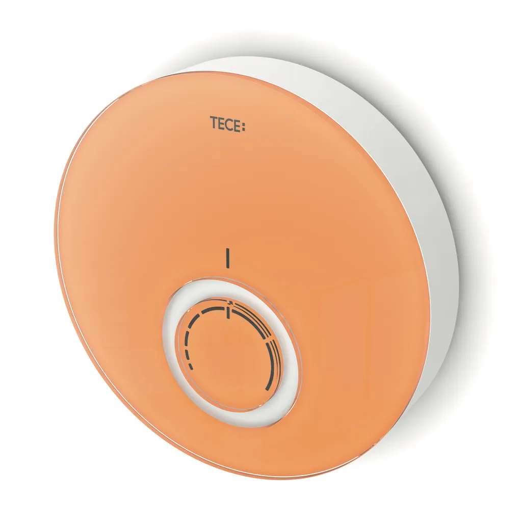 TECEfloor Designthermostat-Blende DT, Glas orange, Gehäuse weiß