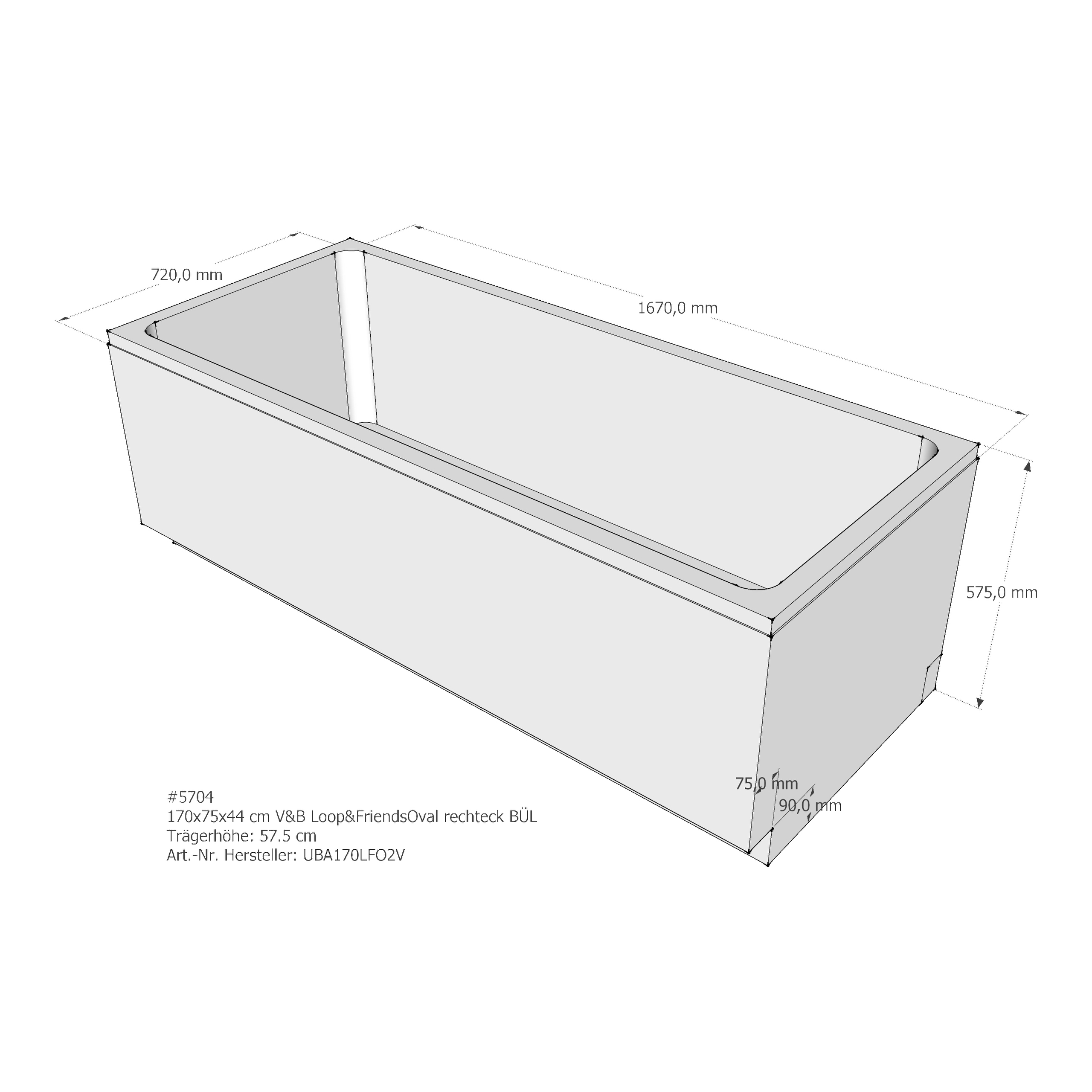 Badewannenträger für Villeroy & Boch Loop & Friends 170 × 75 × 44 cm Badewannenträger für Villeroy & Boch Loop & Friends 170 × 75 × 44 cm