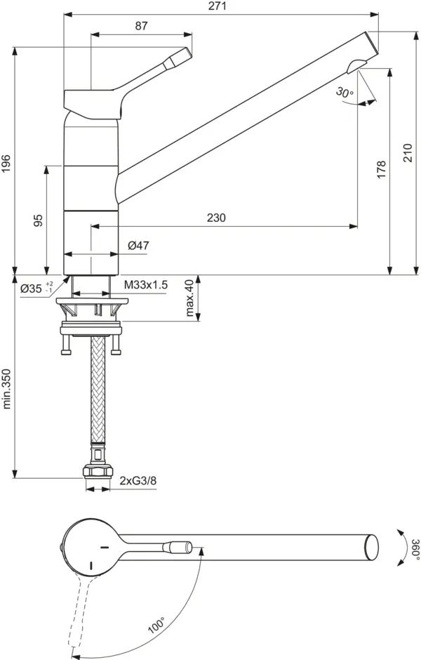 Küchenarmatur Ceralook, mit hohem Auslauf, Ausladung 230mm, Chrom Küchenarmatur Ceralook, mit hohem Auslauf, Ausladung 230mm, Chrom