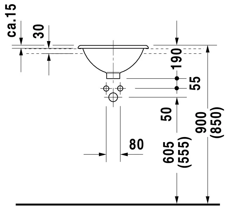 Einbauwaschtisch Architec 400 mm EB v.ob.,m.ÜL,o.HLB,u.glasiert,weiß Einbauwaschtisch Architec 400 mm EB v.ob.,m.ÜL,o.HLB,u.glasiert,weiß