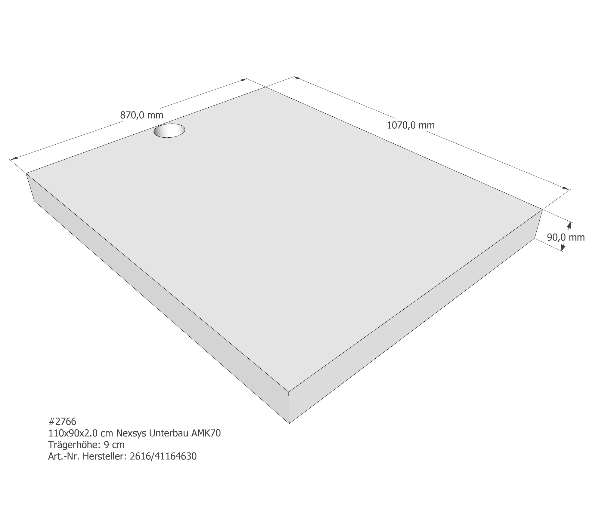 Duschwannenträger passend für Kaldewei Nexsys 110 × 90 × 2 cm Breite: 90 cm / Länge: 110 cm