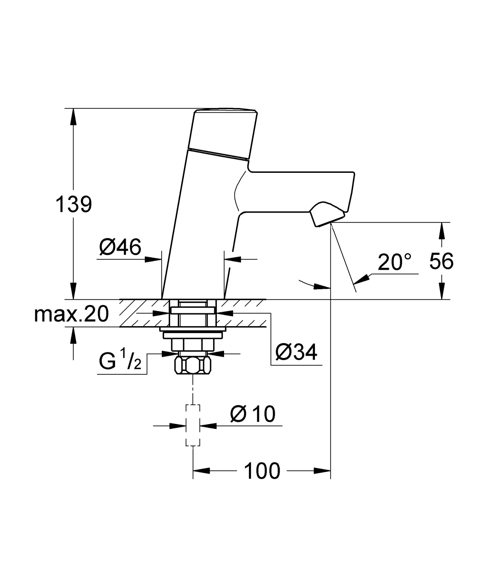 Grohe Concetto Standventil XS-Size Einlochmontage chrom Grohe Concetto Standventil XS-Size Einlochmontage chrom
