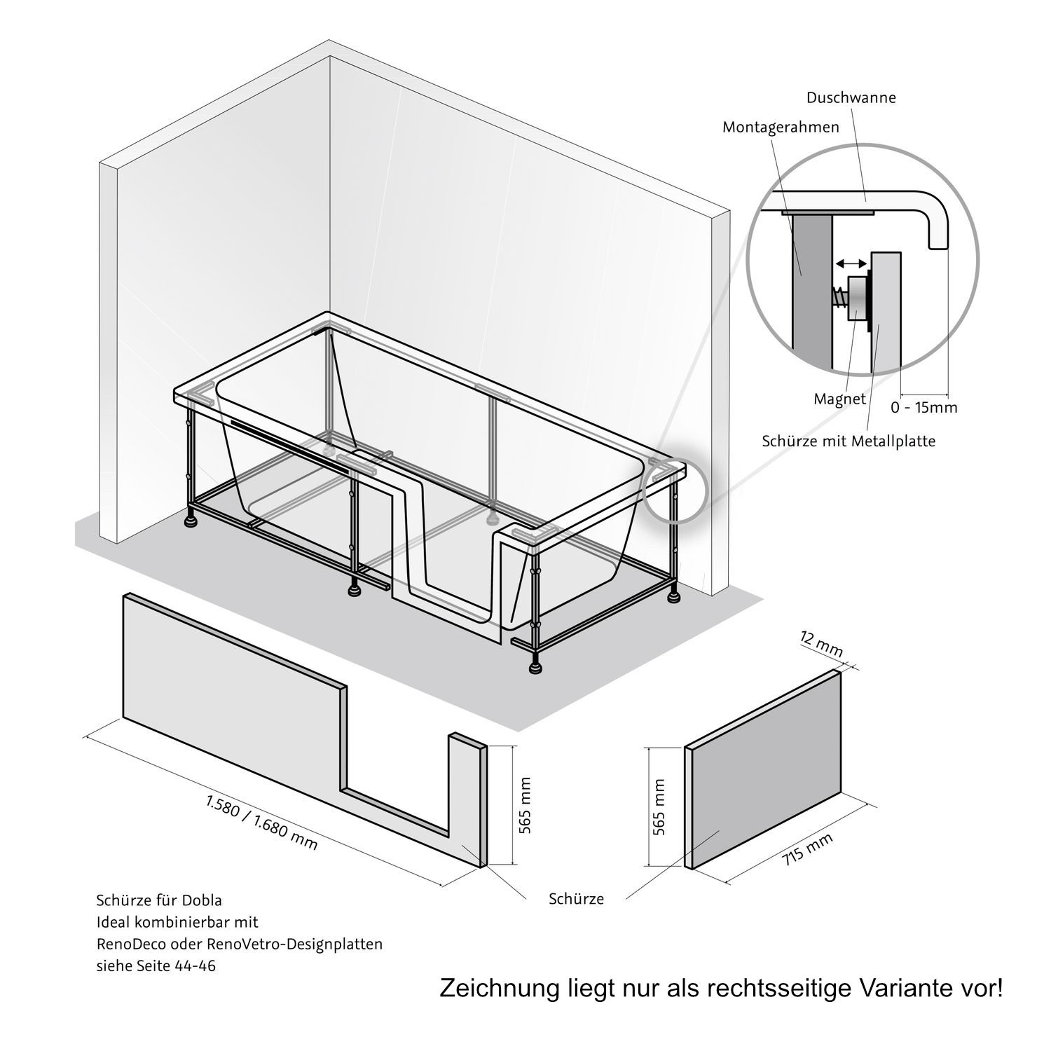 HSK Duschbadewanne „Dobla“ 160 × 75 cm HSK Duschbadewanne „Dobla“ 160 × 75 cm