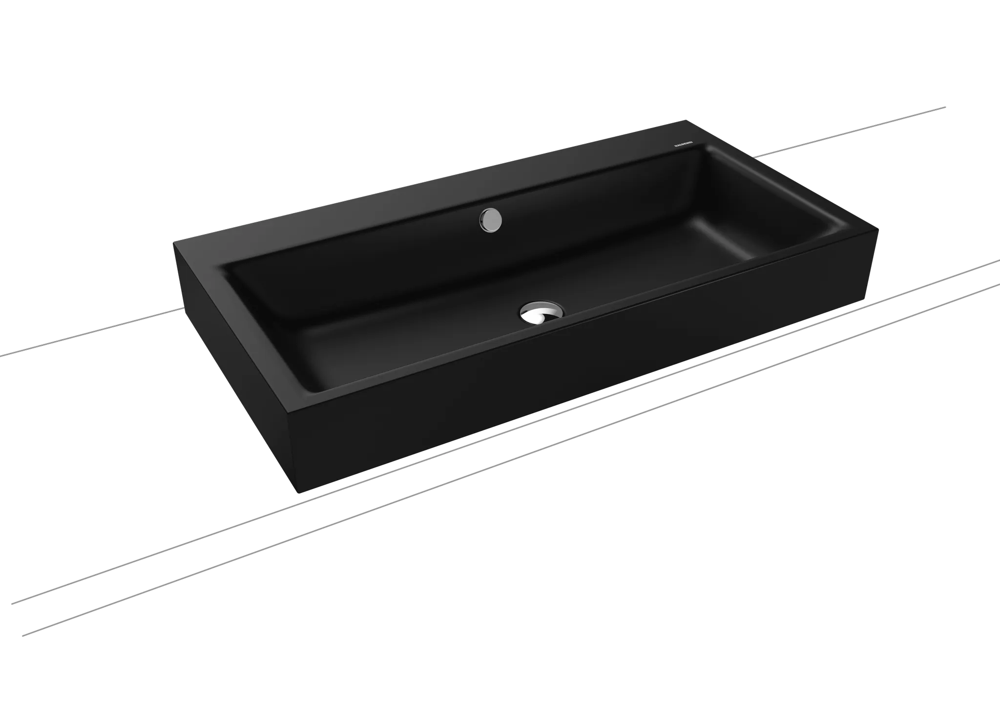 Aufsatzwaschtisch „Puro“ 90 × 46 cm, mit Überlauf, ohne Hahnlochbohrung in cool grey 90 mit Perl-Effekt