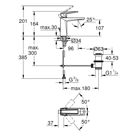 Einhand-Waschtischbatterie Allure Brilliant Private Collection 24399, M-Size, Griff mit Vanilla Noir Caesarstone Einlagen, Zugstangen-Ablaufgarnitur 1 1/4", chrom Einhand-Waschtischbatterie Allure Brilliant Private Collection 24399, M-Size, Griff mit Vanilla Noir Caesarstone Einlagen, Zugstangen-Ablaufgarnitur 1 1/4", chrom