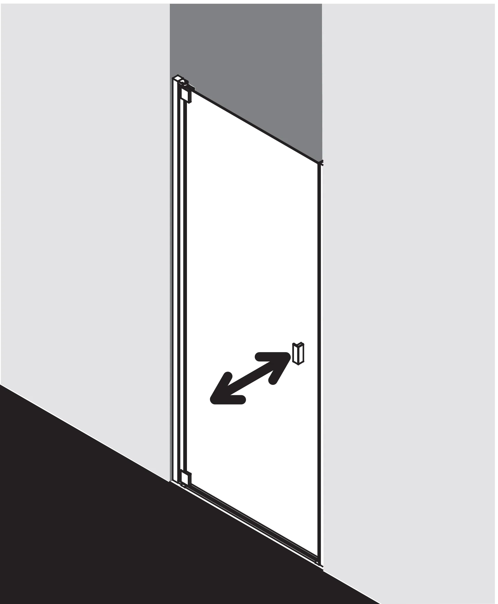 Kermi Pendeltür 1-flügelig links für Nische und Ecke „RAYA“ Glas Klar Dekor Stripe 3, Profile Silber Mattglanz, BV: 768 - 808 mm GAK: 755 - 785 mm WE: 768 - 808 mm H: 2000 mm Kermi Pendeltür 1-flügelig links für Nische und Ecke „RAYA“ Glas Klar Dekor Stripe 3, Profile Silber Mattglanz, BV: 768 - 808 mm GAK: 755 - 785 mm WE: 768 - 808 mm H: 2000 mm