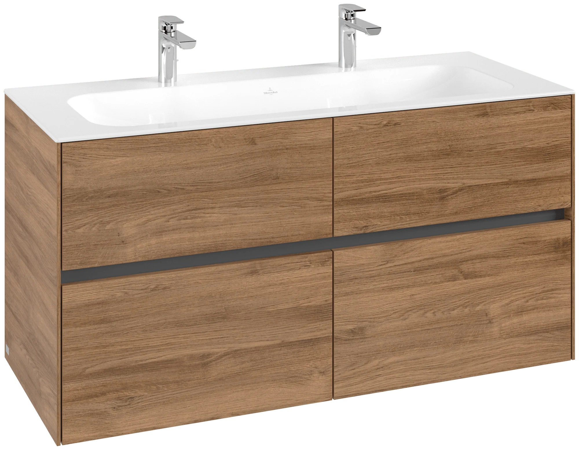 Villeroy & Boch Waschbeckenunterschrank Collaro C14000, Kansas Oak, 1.196 x 603 x 498 mm, 4 Auszüge mit SoftClosing, 2 Waschbecken