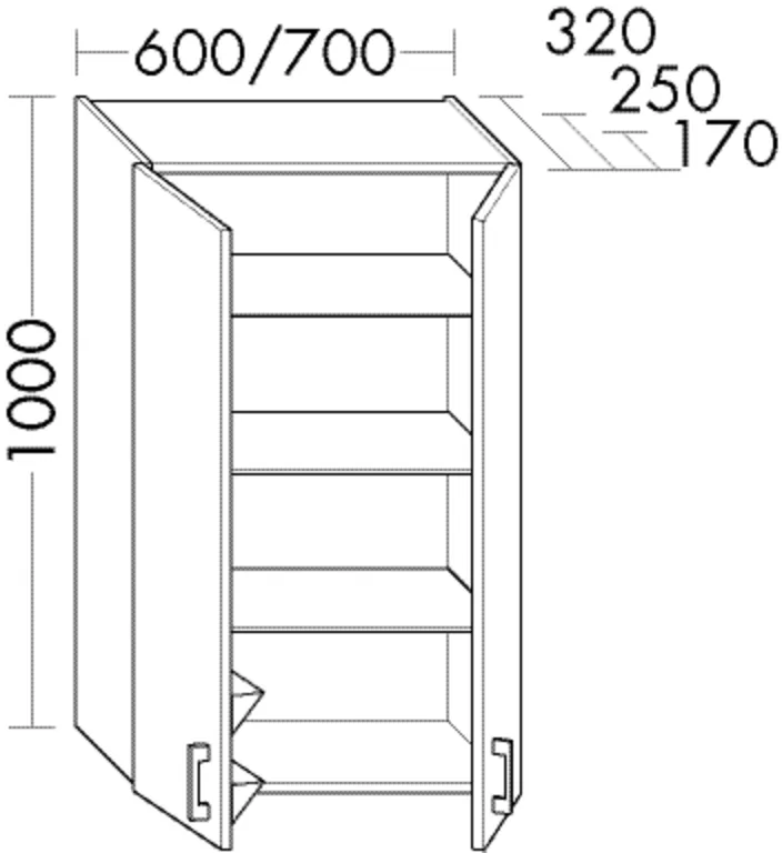 burgbad Hängeschrank „Sys30“ 640 × 1000 × 210 mm in Eisblau Softmatt