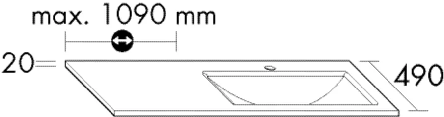 burgbad Waschbecken „Sys30“ 140 × 530 × 60 mm