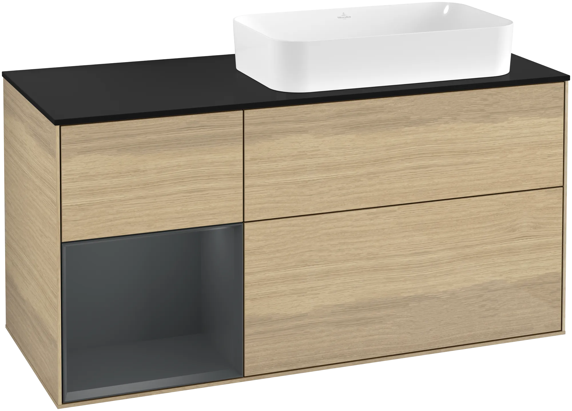 Villeroy & Boch Waschtischunterschrank „Finion“ für Schrankwaschtisch 1200 × 603 × 501 mm Oak Veneer, mit Hahnlochbohrung, für Becken rechts Villeroy & Boch Waschtischunterschrank „Finion“ für Schrankwaschtisch 1200 × 603 × 501 mm Oak Veneer, mit Hahnlochbohrung, für Becken rechts