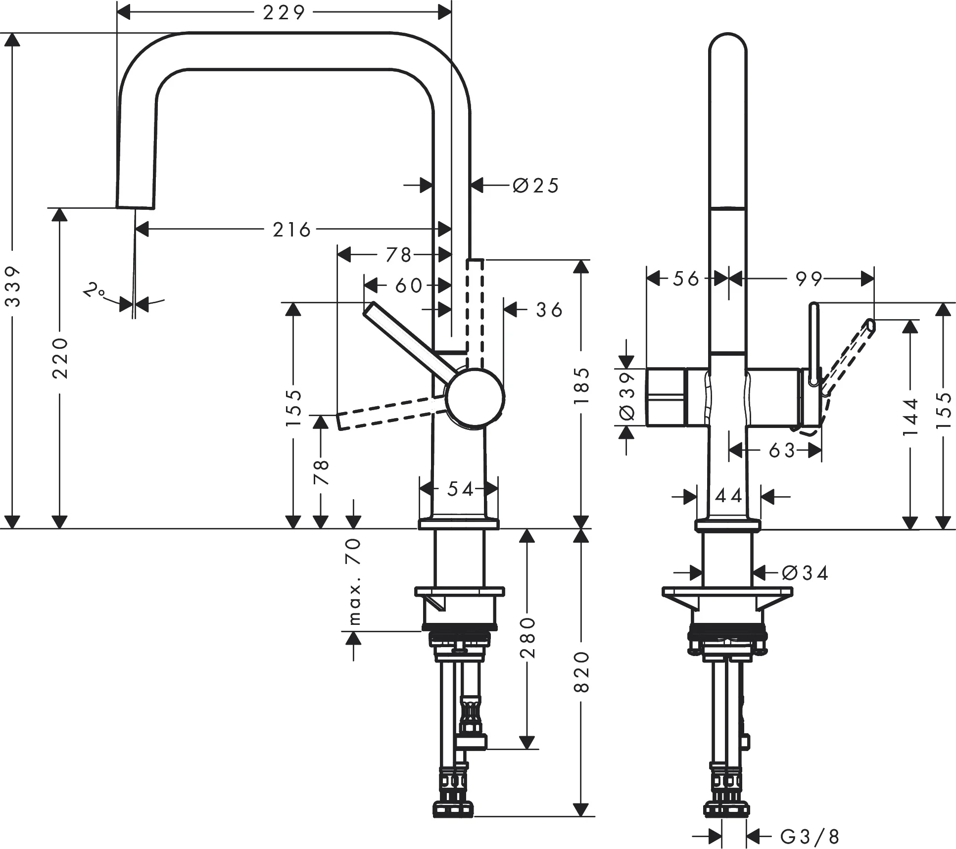 Hansgrohe Talis M54 Einhebel-Küchenmischer U 220 Edelstahl, Geräteabsperrventil, Schwenkbereich einstellbar in 4 Stufen, Laminarstrahl, Keramikmischsystem, für Durchlauferhitzer geeignet Hansgrohe Talis M54 Einhebel-Küchenmischer U 220 Edelstahl, Geräteabsperrventil, Schwenkbereich einstellbar in 4 Stufen, Laminarstrahl, Keramikmischsystem, für Durchlauferhitzer geeignet