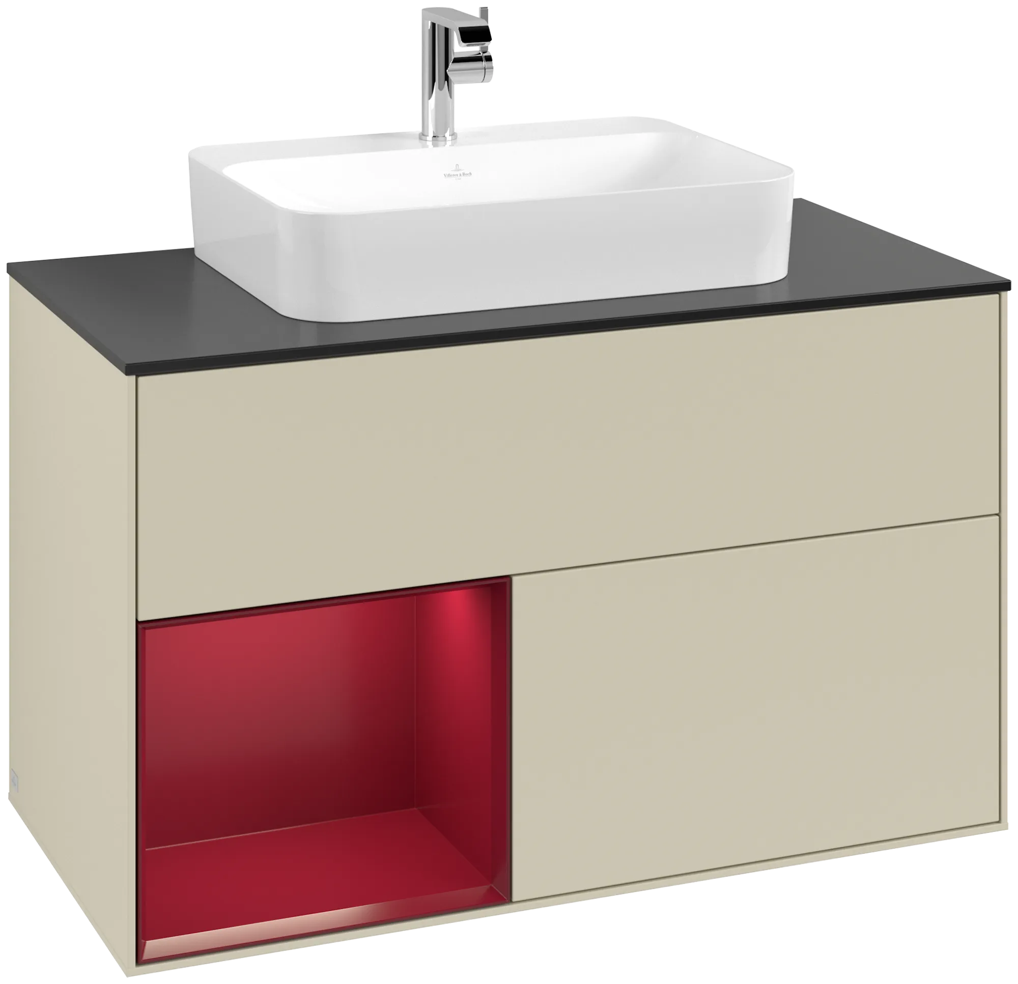 Villeroy & Boch Waschtischunterschrank „Finion“ für Schrankwaschtisch 1000 × 603 × 501 mm Silk Grey Matt Lacquer, für Becken mittig