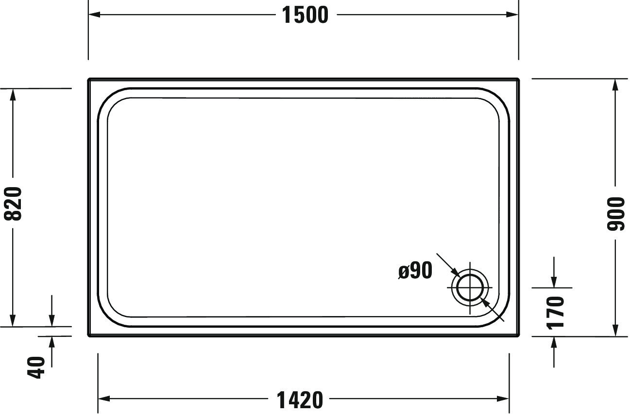 Duravit rechteck Duschwanne „D-Code“ 150 × 90 cm ohne Antislip Duravit rechteck Duschwanne „D-Code“ 150 × 90 cm ohne Antislip