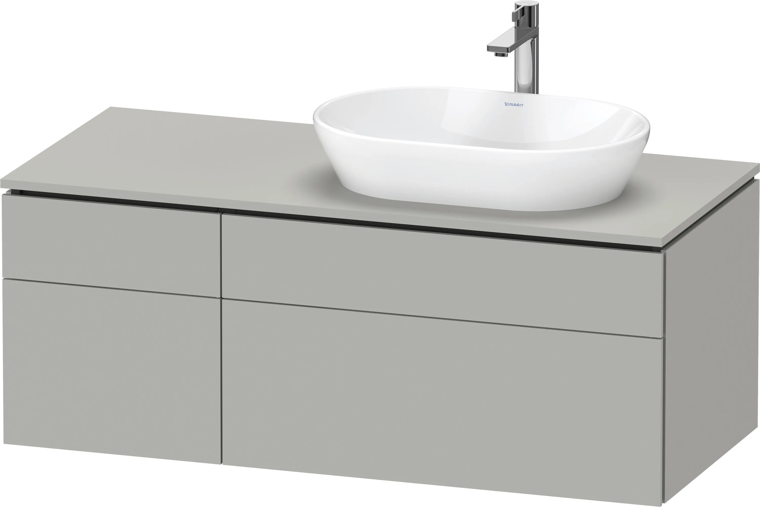 Duravit Waschtischunterschrank wandhängend „L-Cube“ 122 × 48,2 × 55 cm in Betongrau Matt, rechts