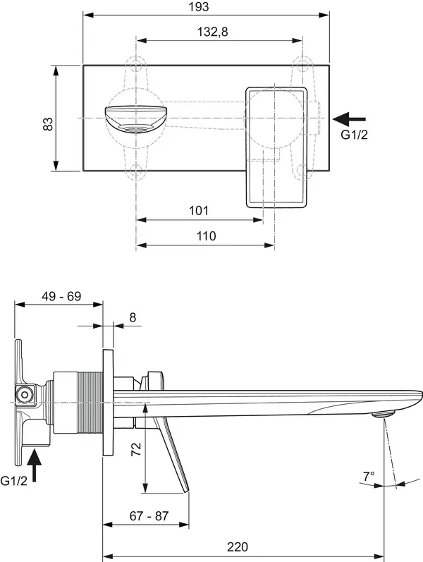 Einhand-Waschtischarmatur „Conca“ Ausladung 220 mm in Chrom