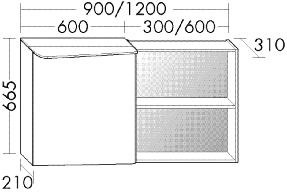 Burgbad Spiegelschrank Badu SFTW090, 310x900x665 mm, LED-Aufsatzleuchte 4200 K, Energieeffizienzklasse E