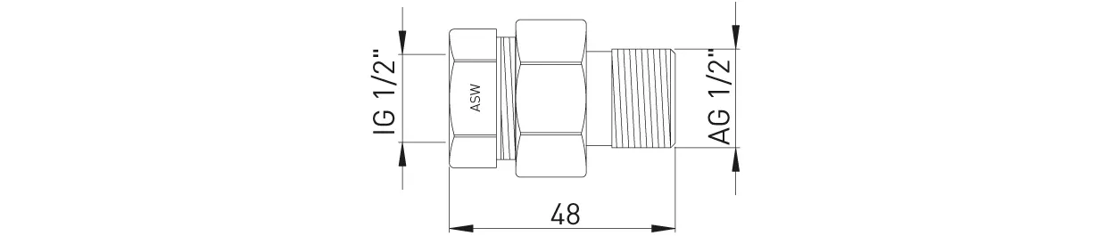 ASW HG-TEC Zubehör Heizung Stedo Eisenrohrverschr., Konischdicht, AG/IG ⅜", MS blank