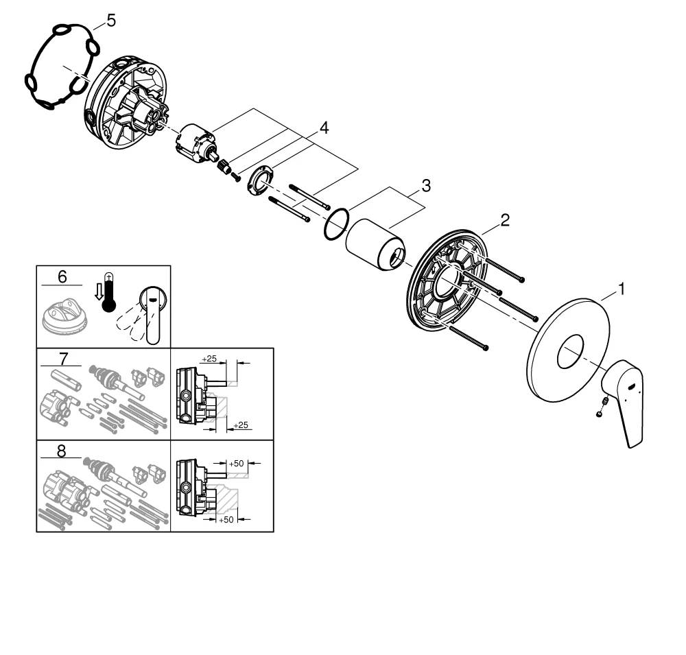 Grohe BauEdge Einhand-Brausebatterie, ½, chrom Grohe BauEdge Einhand-Brausebatterie, ½, chrom