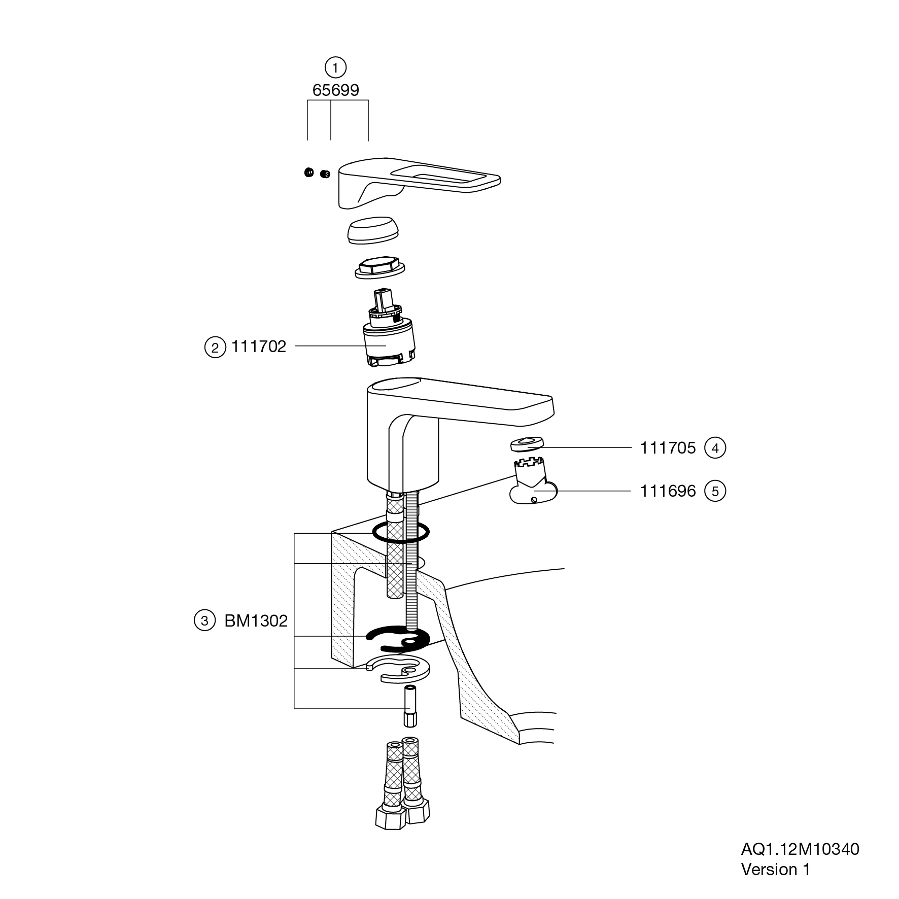 Einhand-Waschtischmischer „System-Armaturen“ Ausladung 187 mm