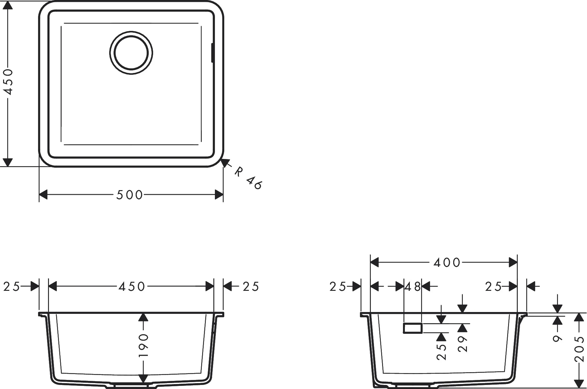 Hansgrohe S51 Unterbauspüle 450 mm, Steingrau – hochwertige SilicaTec-Spüle mit seitlichem Überlauf und 7 mm Wandstärke Hansgrohe S51 Unterbauspüle 450 mm, Steingrau – hochwertige SilicaTec-Spüle mit seitlichem Überlauf und 7 mm Wandstärke