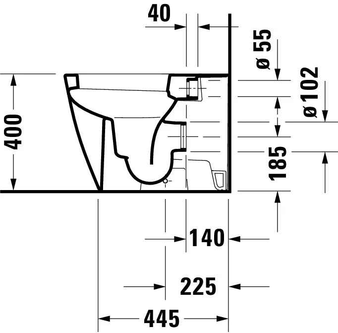 Stand-Tiefspül-WC back to wall „Happy D.2“ 36,5 × 40 × 57 cm