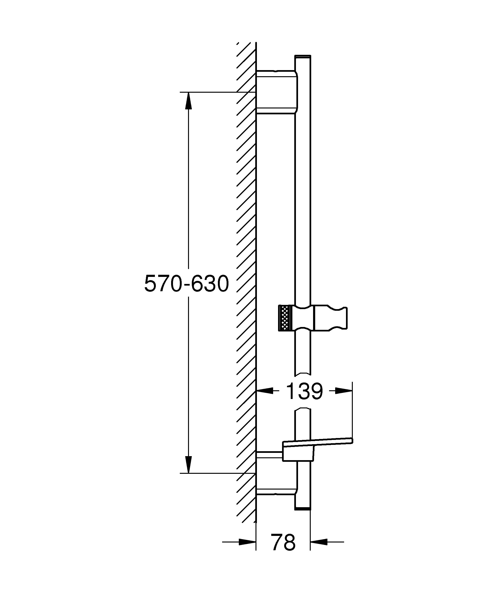 Brausestange Rainshower SmartActive 26602, 600 mm, Ablage, chrom