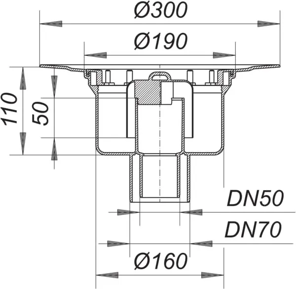 Ablaufgehäuse 61 HT, DN 50/DN 70 Ablaufgehäuse 61 HT, DN 50/DN 70