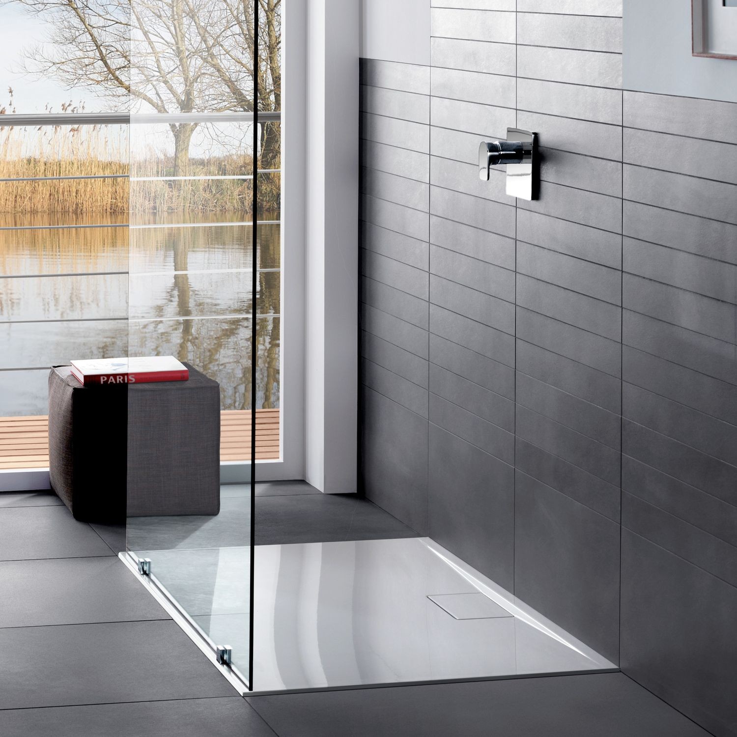 Villeroy & Boch Duschwanne inkl. Wannenträger und Ablaufgarnitur „Architectura MetalRim“ 120 × 90 cm