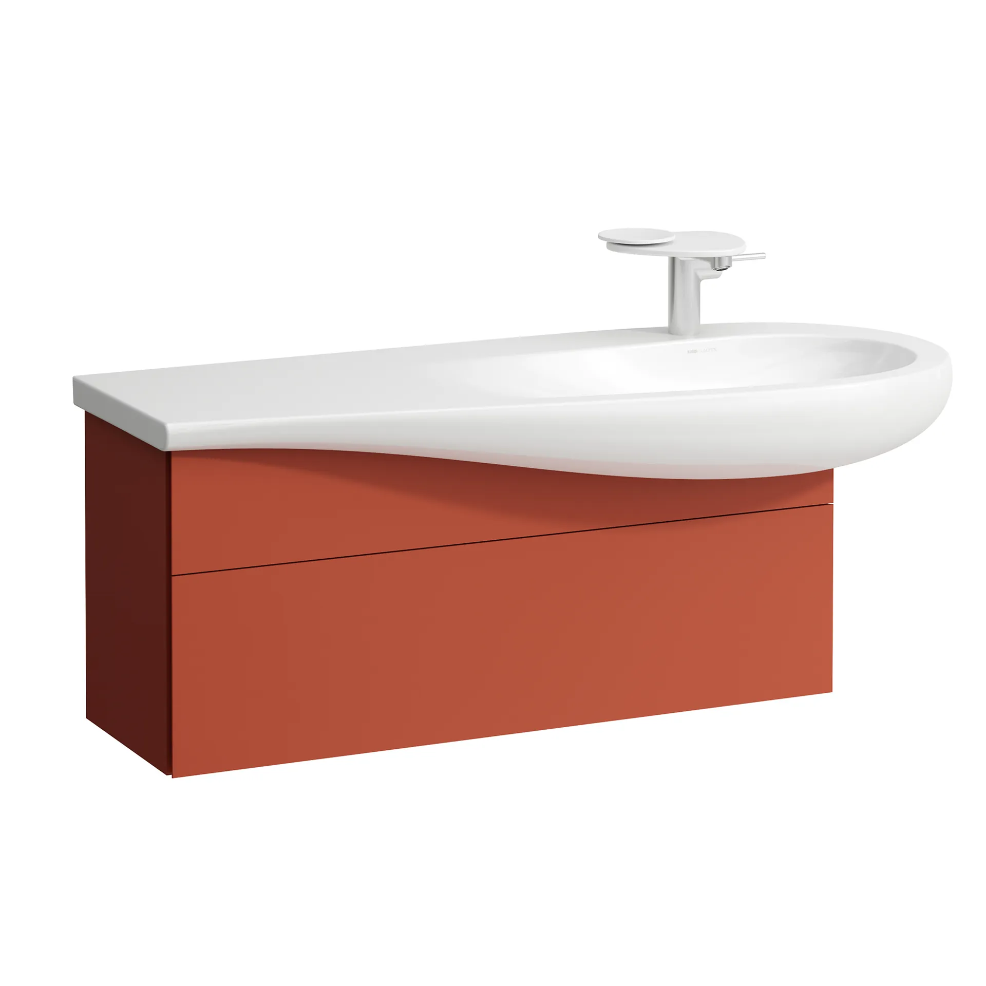 Waschtischunterbau, ILBAGNOALESSI, 321x994x442, 1 Schublade, integrierte, versteckte Griffe seitlich, Vollauszug, Soft-Close, Siphonausschnitt rechts, passend zu Waschtisch H814974, Weiß matt