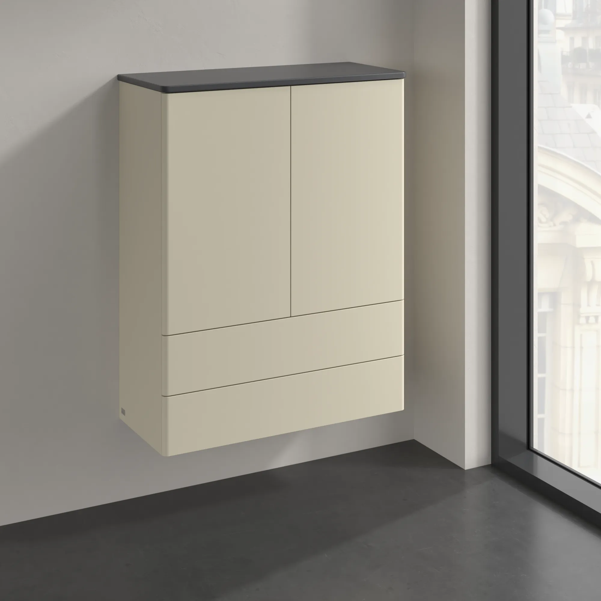 Villeroy & Boch Antao Highboard K47, 814x1039x356mm, Silk Grey Matt Lacquer Villeroy & Boch Antao Highboard K47, 814x1039x356mm, Silk Grey Matt Lacquer