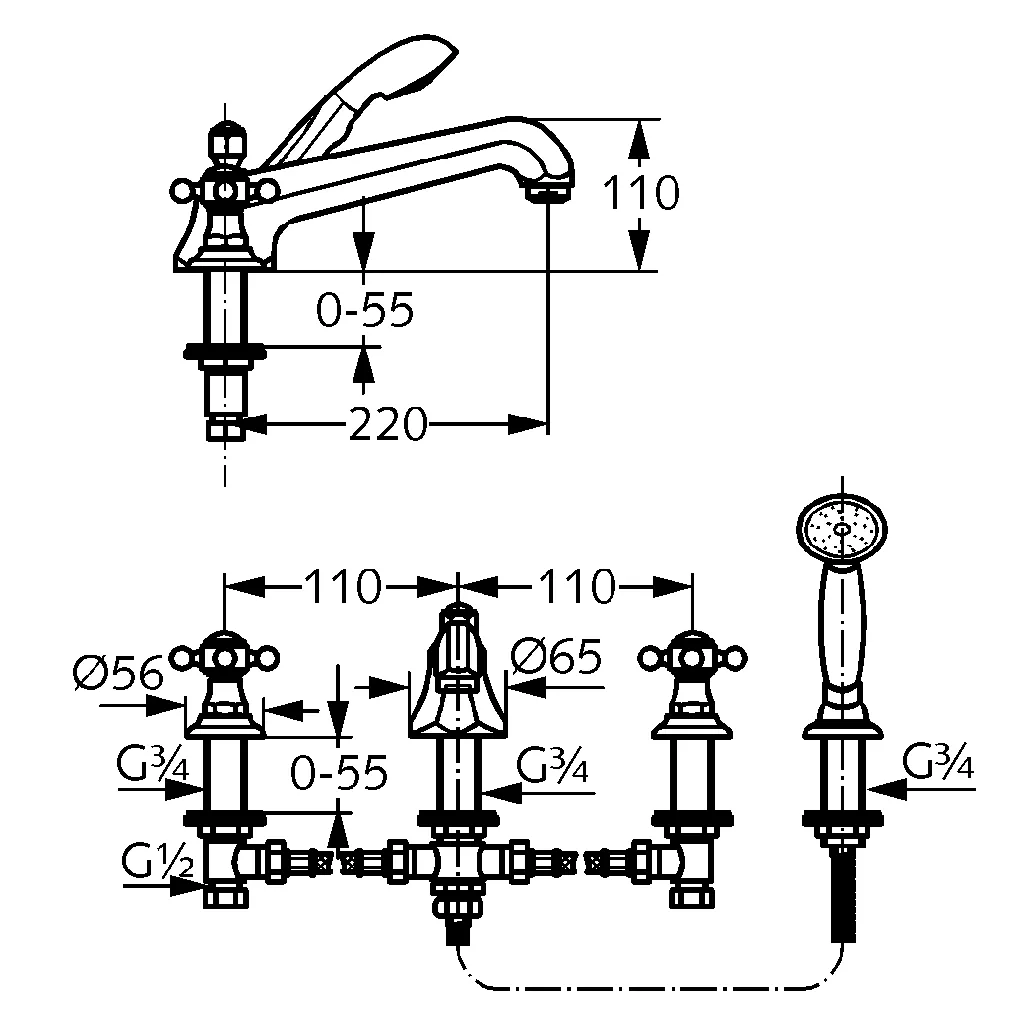 Kludi 1926 WFB- Armatur, Badewanne-Zweigriffarmatur, 45 vergoldet Kludi 1926 WFB- Armatur, Badewanne-Zweigriffarmatur, 45 vergoldet