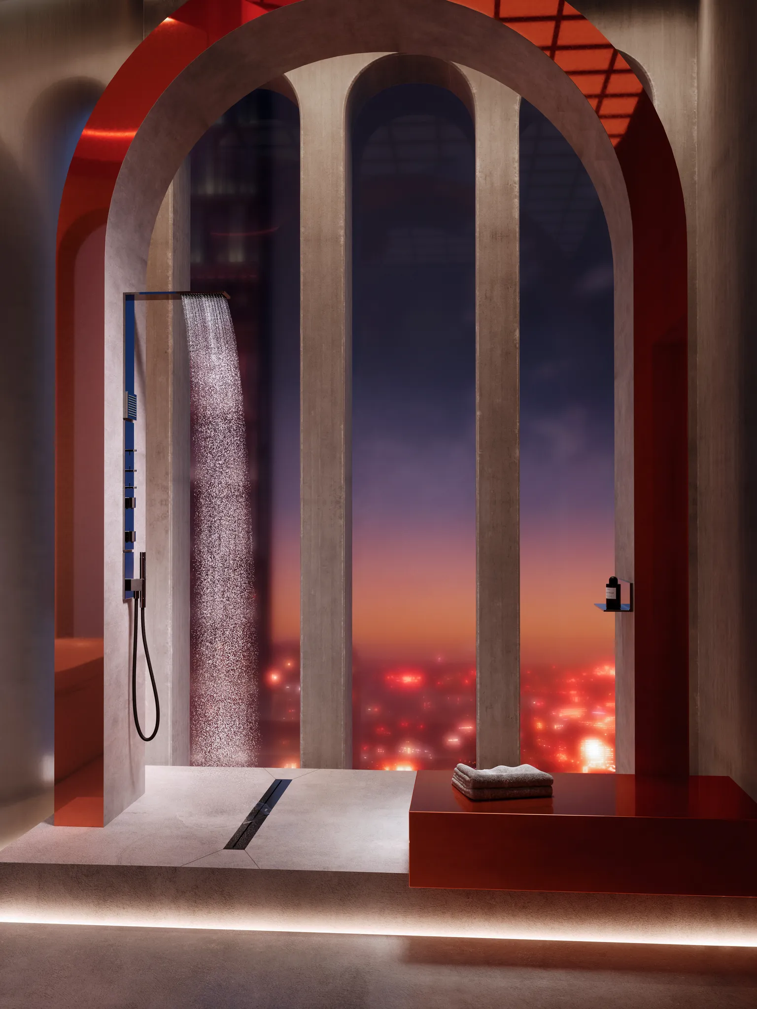 AXOR ShowerComposition Duschpaneel mit Thermostat, Kopfbrause 110/220 1jet und Schulterbrause Chrom