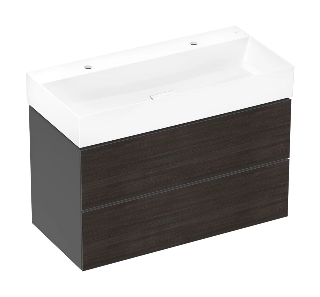 Hansgrohe Xevolos E Waschtisch, Keramik, weiß, 1000x480 mm, wandhängend, mit 2 Hahnlöchern, ohne Überlauf, SmartClean Glasur