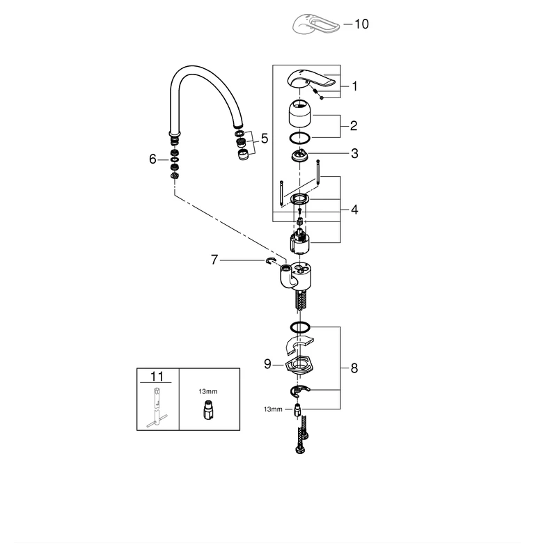 Grohe Euroeco Special Einhand-Spültischbatterie, ½, Einlochmontage, chrom Grohe Euroeco Special Einhand-Spültischbatterie, ½, Einlochmontage, chrom
